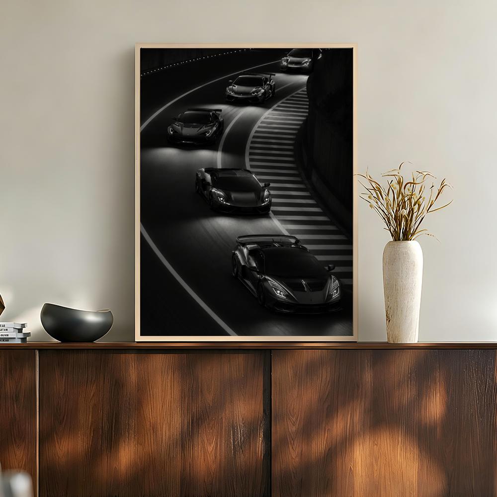 Luxury Lifestyle Wallpaper - Poster Grafico Monocromatico di Auto Sportive